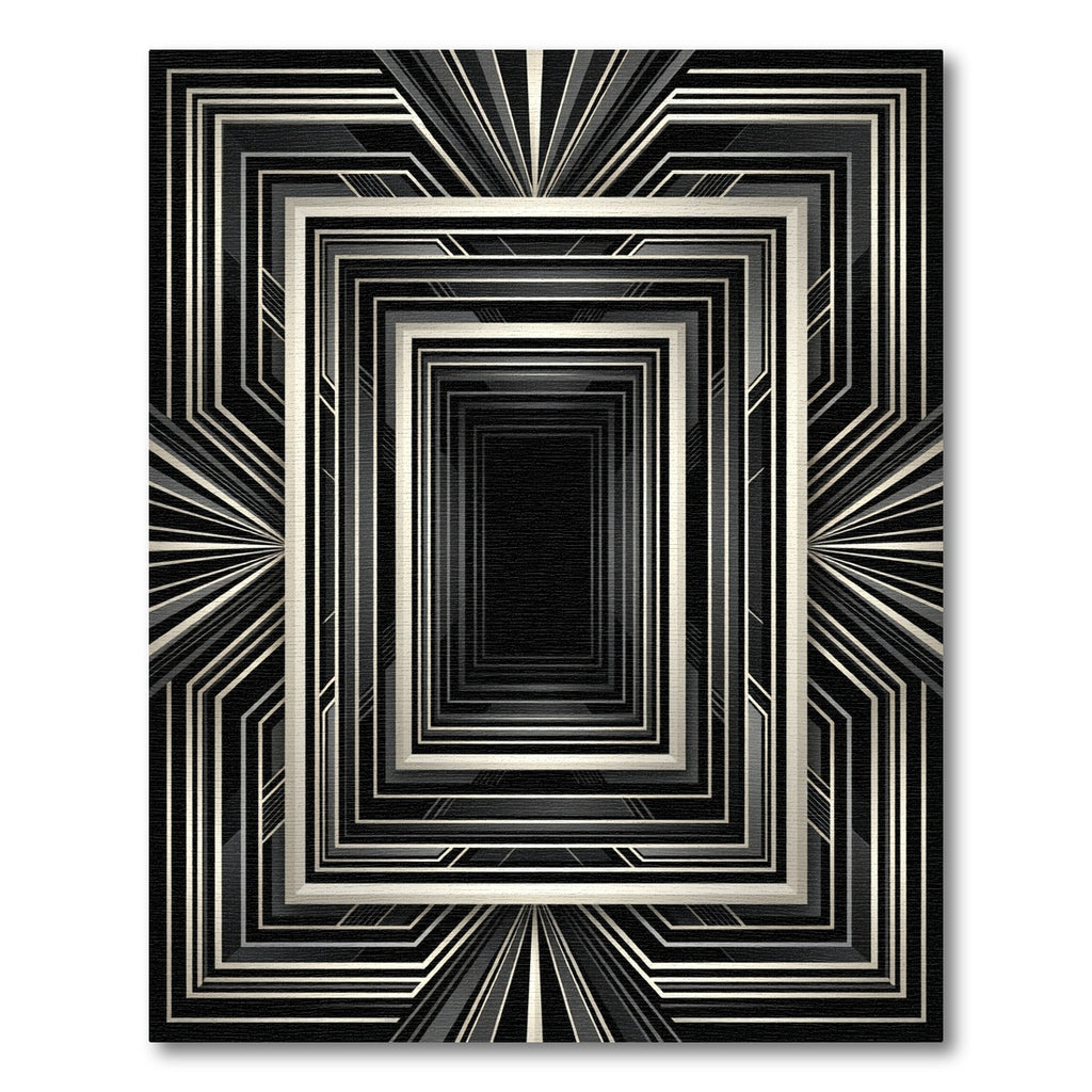 Art Deco Black Geometric Tunnel Rug