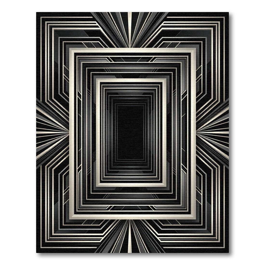 Art Deco Black Geometric Tunnel Rug