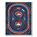 Abstract Red and Blue Race Track Rug