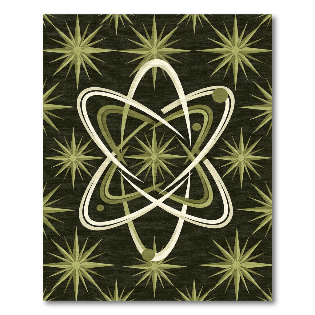 Olive Atomic Starburst Celestial Orbit Rug