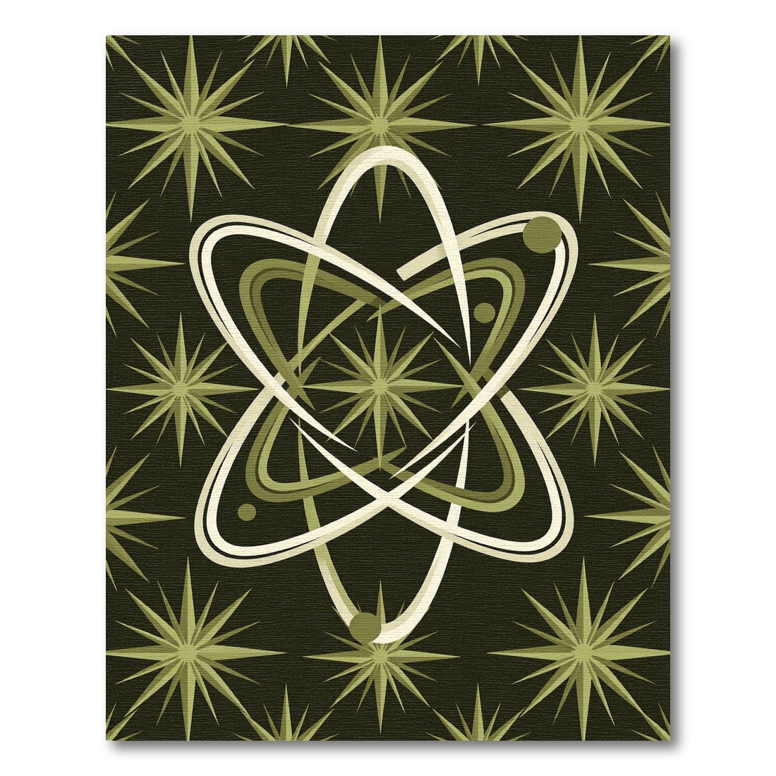 Olive Atomic Starburst Celestial Orbit Rug