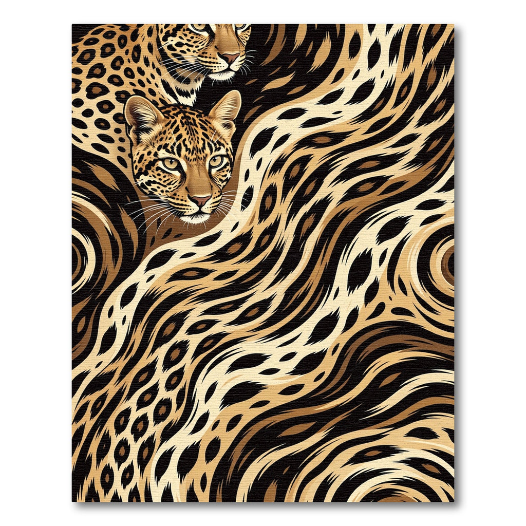 Abstract Leopard Spot Wavy Animal Gold Rug