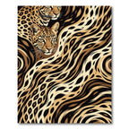 Abstract Leopard Spot Wavy Animal Gold Rug