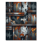 Industrial Rusty Grungy Distressed World Map Rug