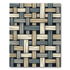 Modern Woven Basketry Beige and Blue Rug