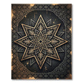Ornate Black and Gold Star Medallion Rug