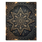Ornate Black and Gold Star Medallion Rug