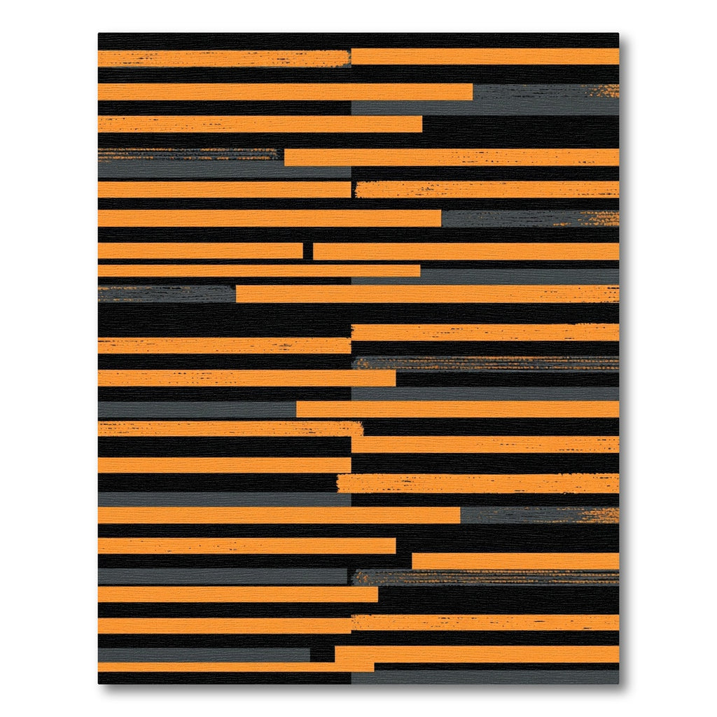Modern Abstract Orange and Charcoal Striped Rug