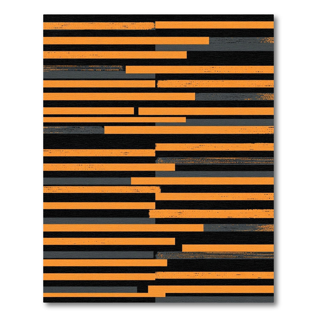 Modern Abstract Orange and Charcoal Striped Rug