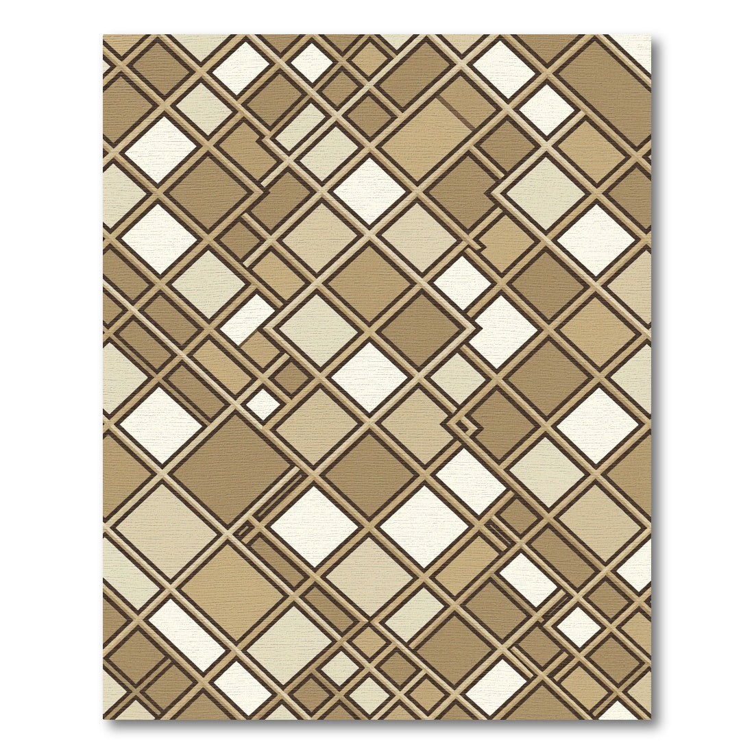 Modern Earthy Geometric Square Mosaic Rug