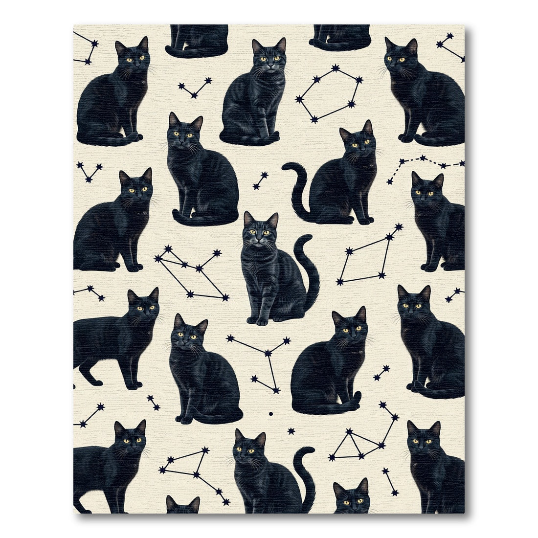 Celestial Black Cat Star Constellation Rug