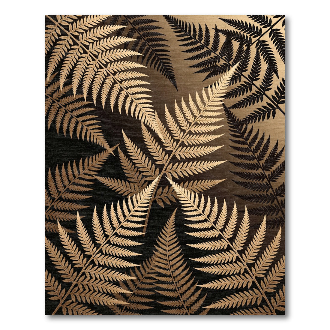 Golden Fern Foliage Background Rug