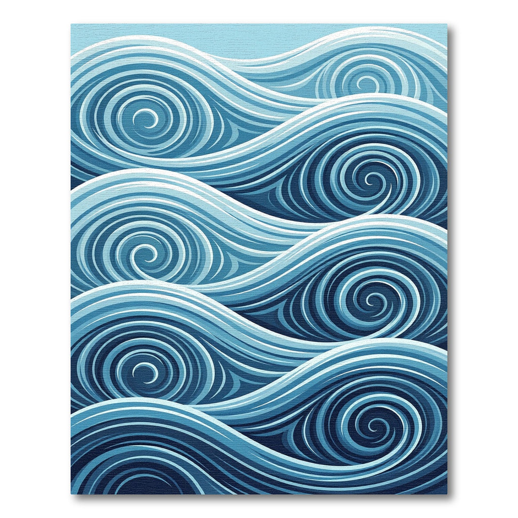 Oceanic Blue Abstract Swirling Waves Rug