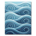 Oceanic Blue Abstract Swirling Waves Rug