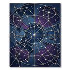 Celestial Indigo Constellation Geometric Map Rug
