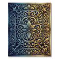 Golden and Azure Ornate Baroque Scroll Rug