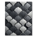 Sophisticated Monochrome Scalloped Art Deco Shell Rug