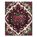 Elegant Burgundy Rose Floral Medallion Rug
