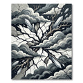 Monochrome Shattered Crystal Abstract Storm Rug