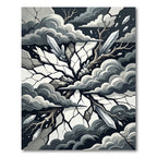 Monochrome Shattered Crystal Abstract Storm Rug
