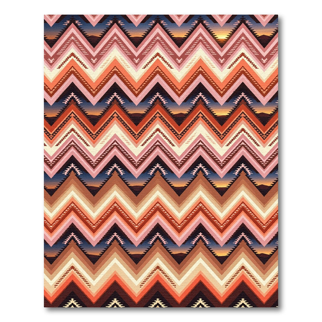 Rustic Southwestern Sunset Chevron Rug