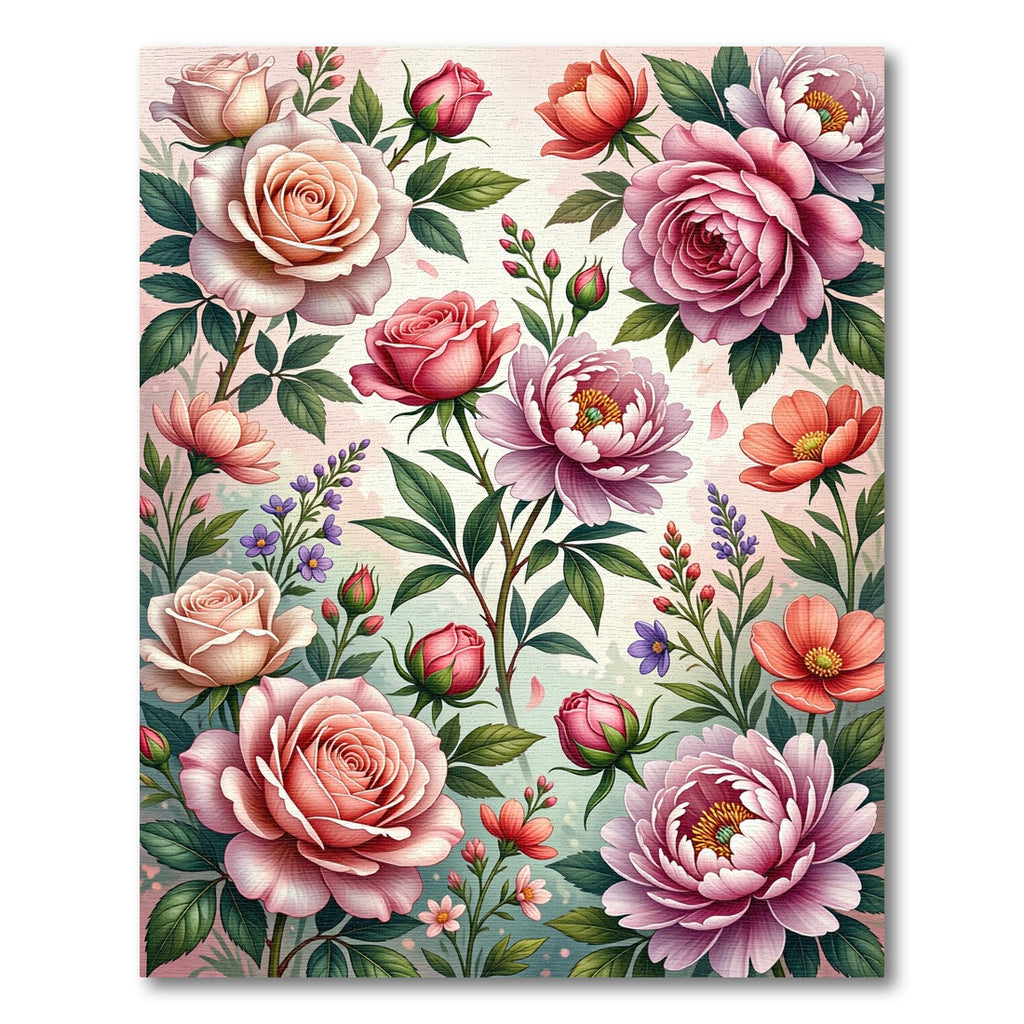 Vintage Romantic Pink Floral Garden Rug