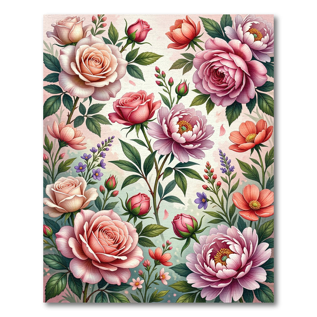 Vintage Romantic Pink Floral Garden Rug