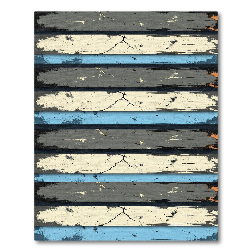 Distressed Grunge Wood Grain Stripes Rug
