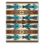 Teal and Earthy Aztec Arrow Stripe Rug