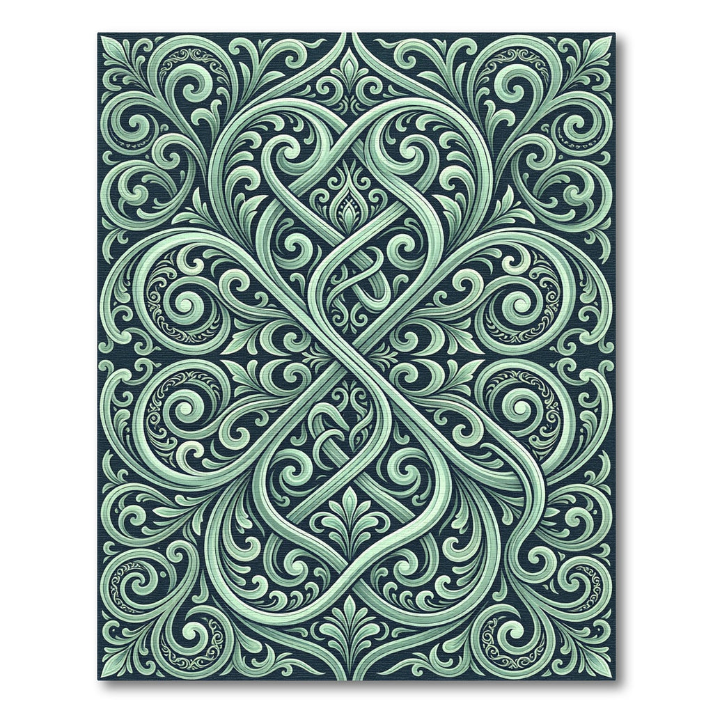 Ornate Sage Scrollwork Botanical Intertwine Rug