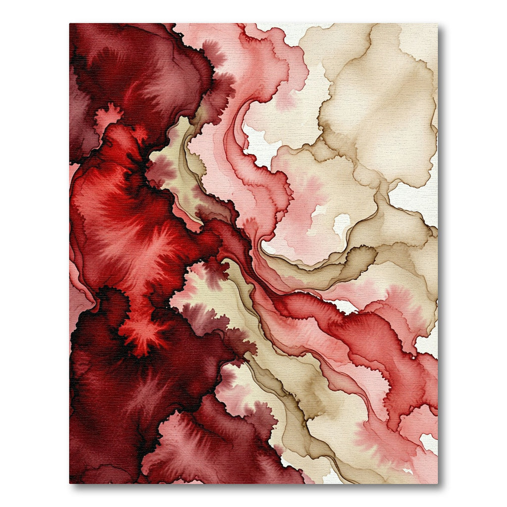 Crimson Wave Flow Abstract Rug
