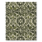 Elegant Olive Green Intertwined Leaf Vine Rug