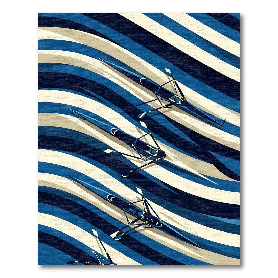 Dynamic Indigo Blue Rowing Wave Rug
