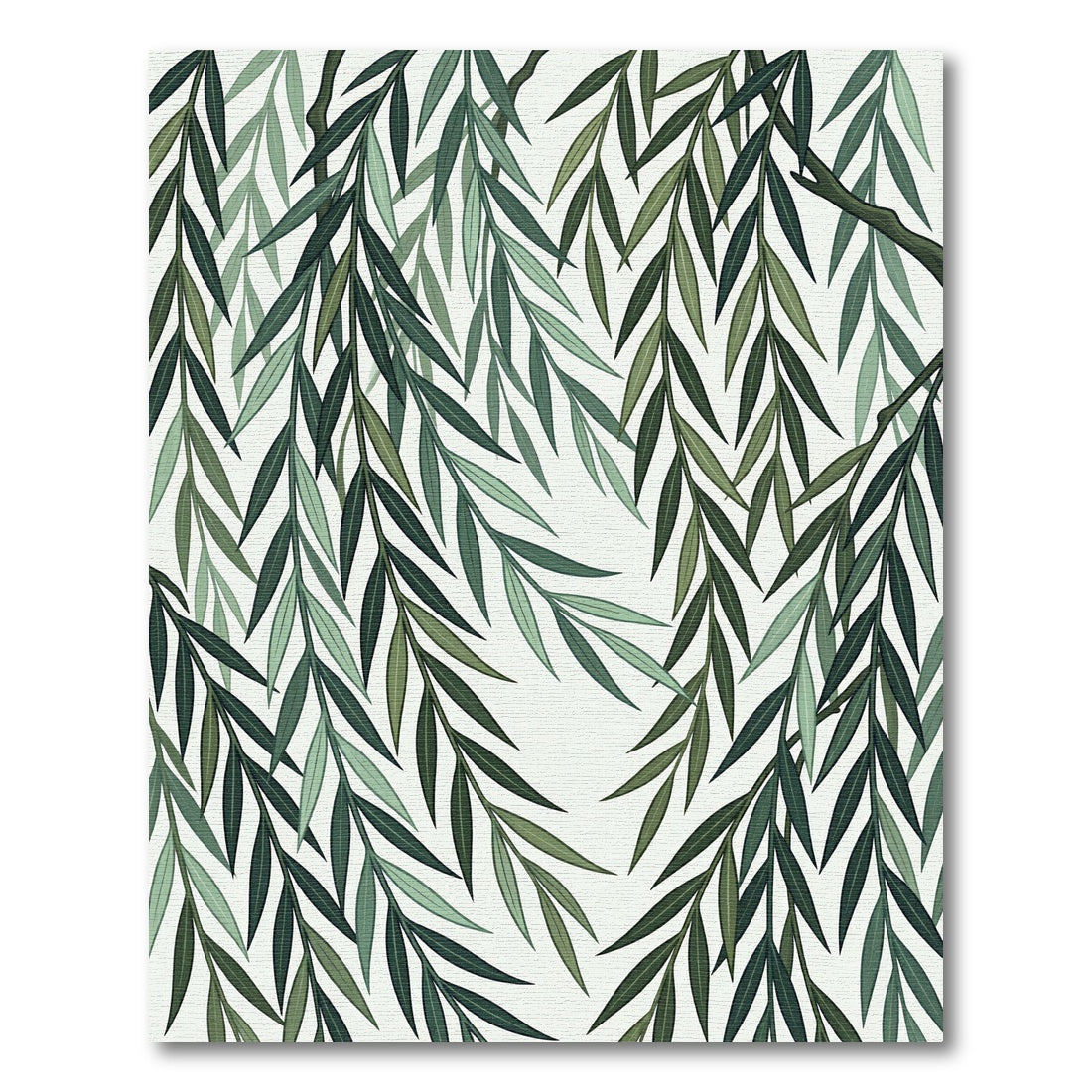 Deep Green Falling Willow Branch Rug