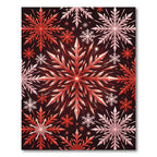 Radiant Red Crystal Snowflake Cluster Rug