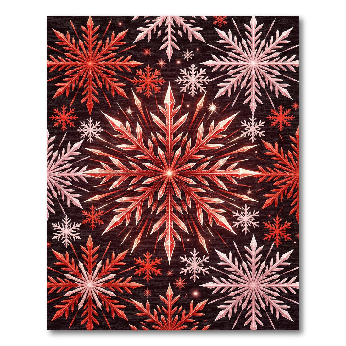 Radiant Red Crystal Snowflake Cluster Rug