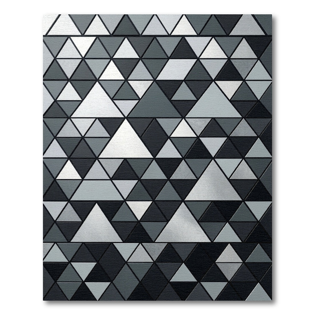 Monochrome Geometric Triangle Mosaic Rug