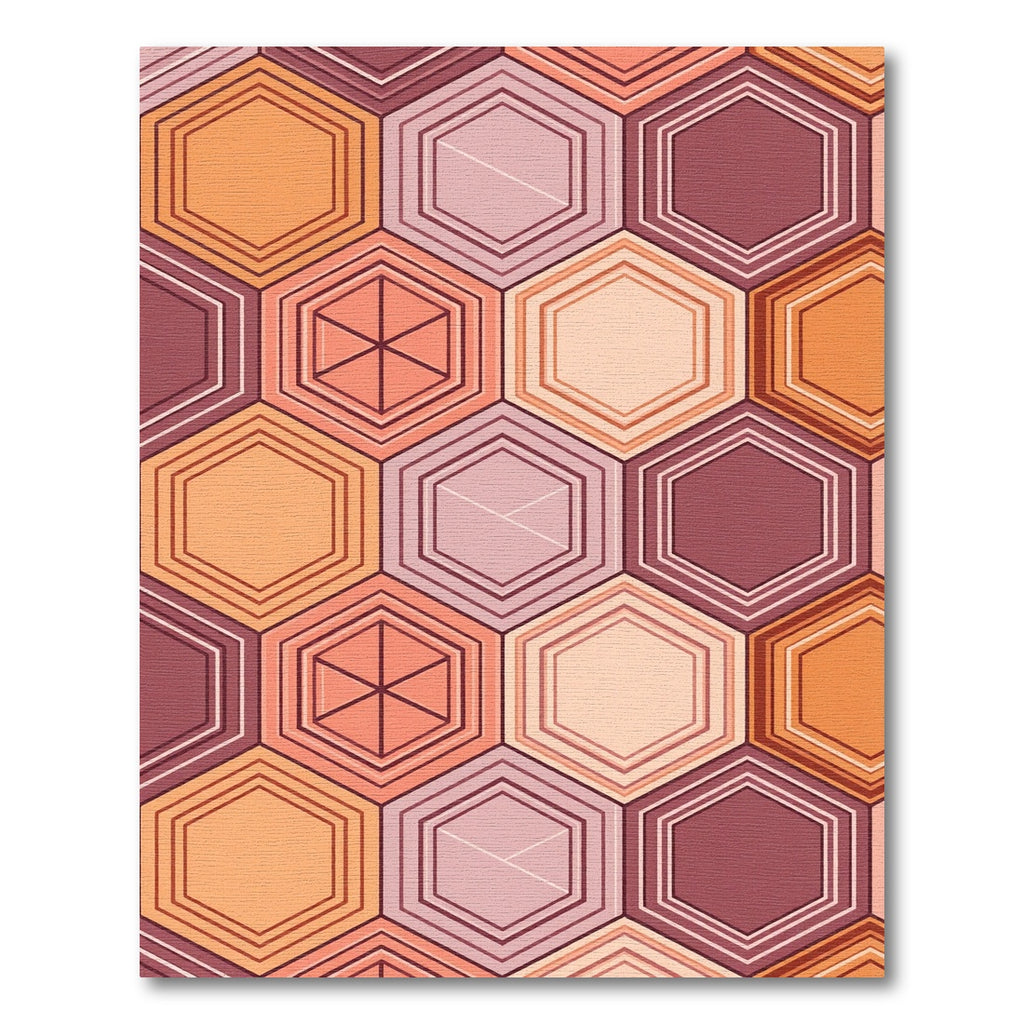Warm Sunset Geometric Hexagon Mosaic Rug