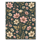 Vintage Pastel Floral Dark Botanical Rug