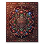 Crimson Red Floral Medallion Aubergine Rug