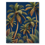 Tropical Palm Grove Navy Blue Rug