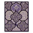Ornate Purple Yellow Floral Swirls Rug