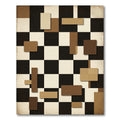 Brown Cream Checkerboard Geometric Rectangles Rug