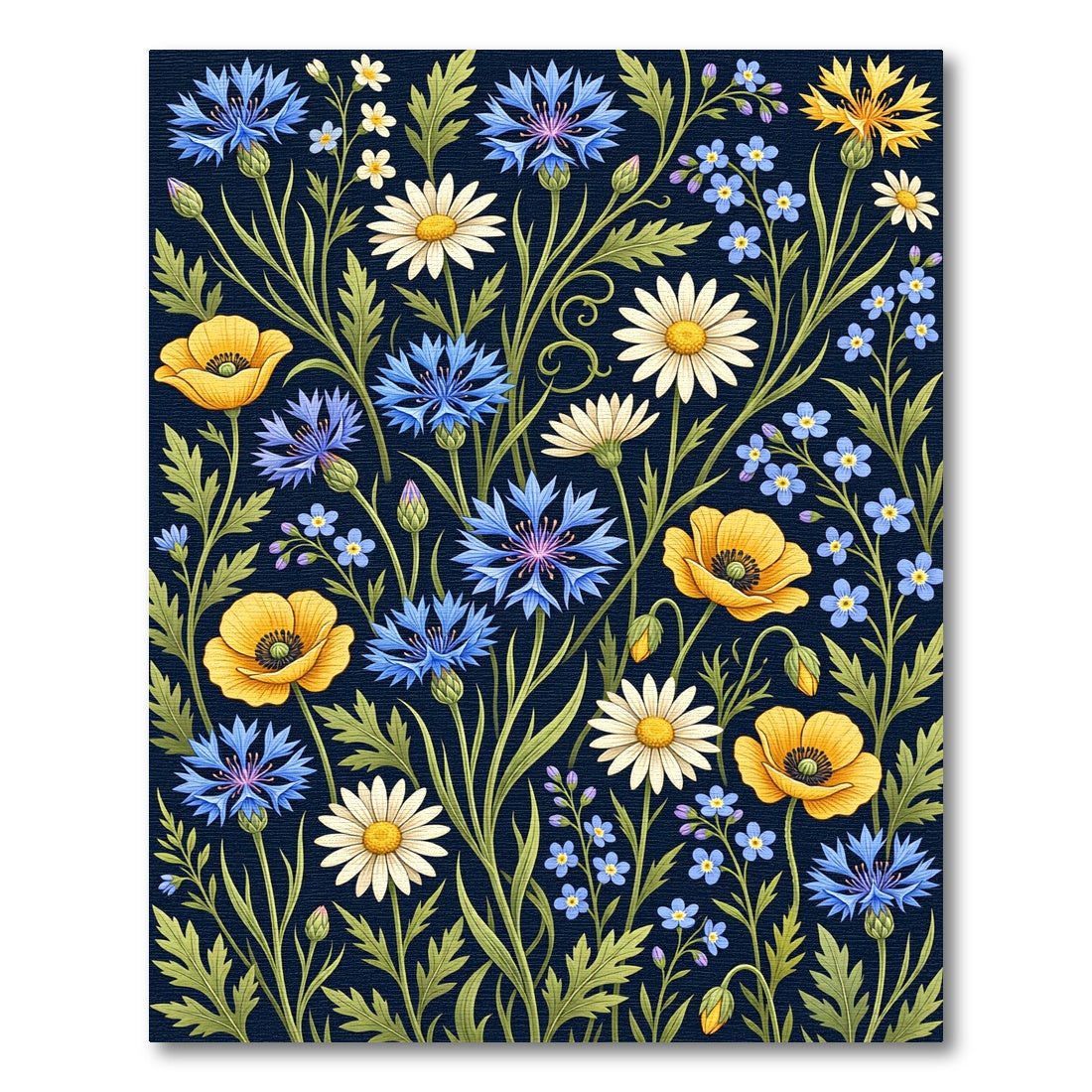 Vibrant Navy Cornflower Meadow Floral Rug
