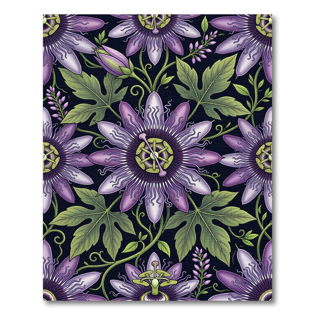 Elegant Violet Passionflower Botanical Garden Rug