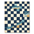 Checkerboard Ocean Wave Contrast Art Rug