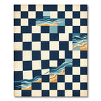 Checkerboard Ocean Wave Contrast Art Rug