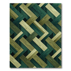 Green Wood Plank Weave Rug