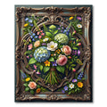 Ornate Framed Floral Bouquet Oil Painting Rug