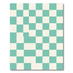 Teal and Cream Checkered Squares Rug